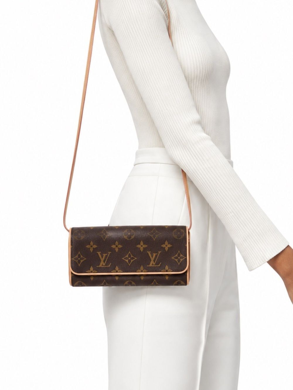 LOUIS VUITTON LV Shoulder Bag Pochette Twin PM Brown Monogram
